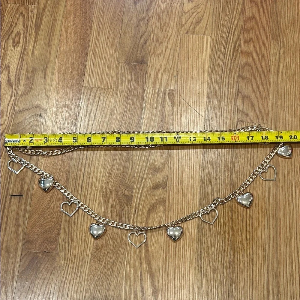 Gold Heart Charm Y2K double layer one size adjustable belt women’s